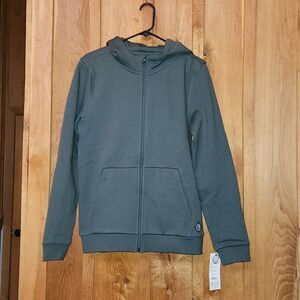 MPG Cozy Comfort Full Zip Up Organic Cotton Hoodie, Small, Green Grey